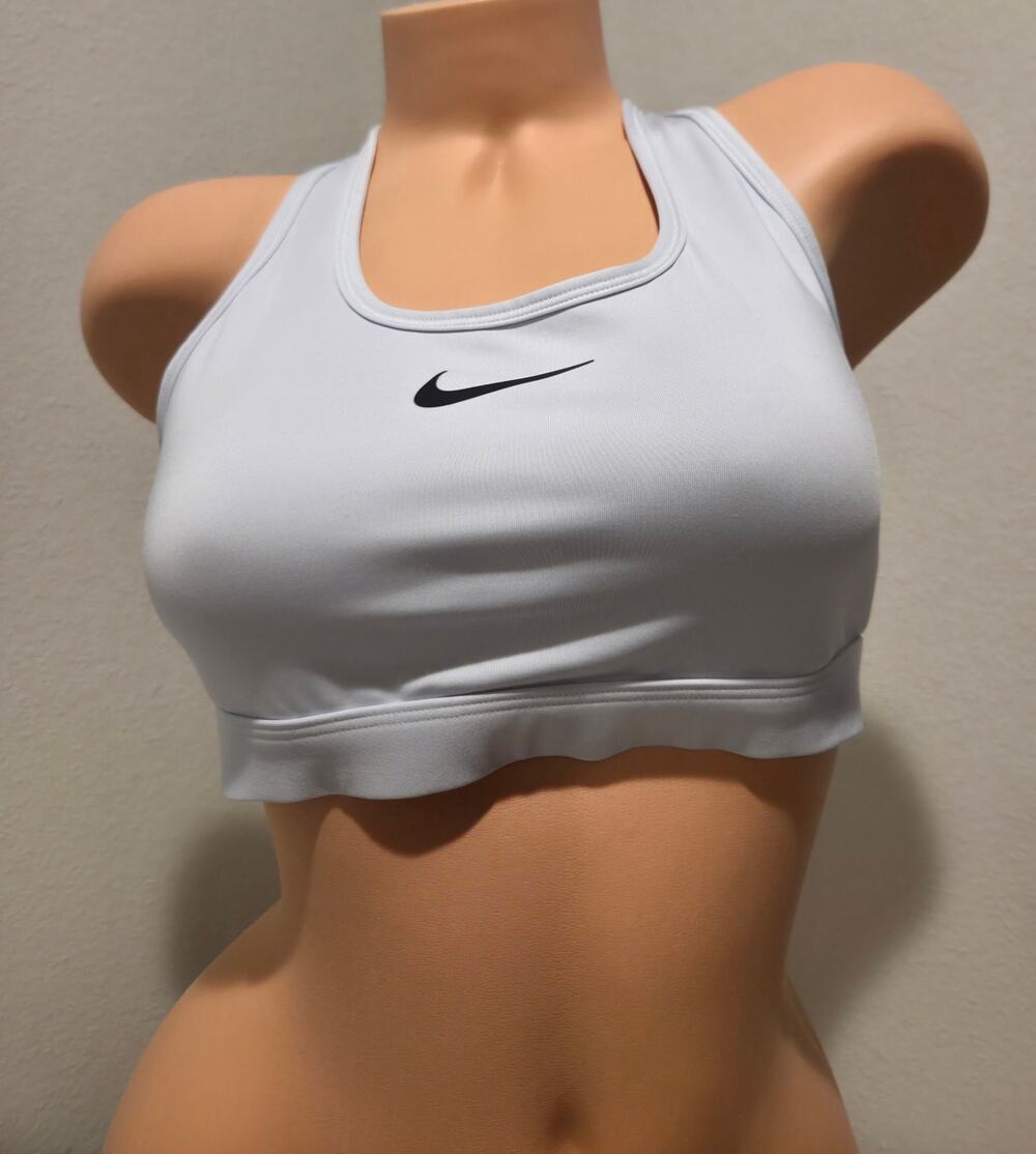 Nike Swoosh Dri-FIT Sports Bra Racerback Wireless Logo Ice Blue Size M
